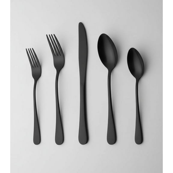 Black Silverware Set,  20 Piece Stainless Steel Flatware Cutlery Set for 4, Mirror Finish, Dishwasher Safe