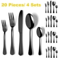 thumbnail image 1 of Black Silverware Set 20 Piece, Stainless Steel Flatware Set, Cutlery Utensils Set Include Knives, Forks, Spoons Service for 4, Mirror Polished and Dishwasher Safe, 1 of 8