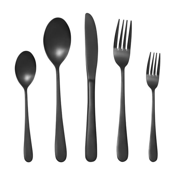 Black Silverware Set for 4, MDEALY 20 Piece Modern Flatware Utensil Set for 4, Include Dinner Knife,Dinner Forks,Dinner Spoons,Salad Forks,Teaspoons, Dishwasher Safe
