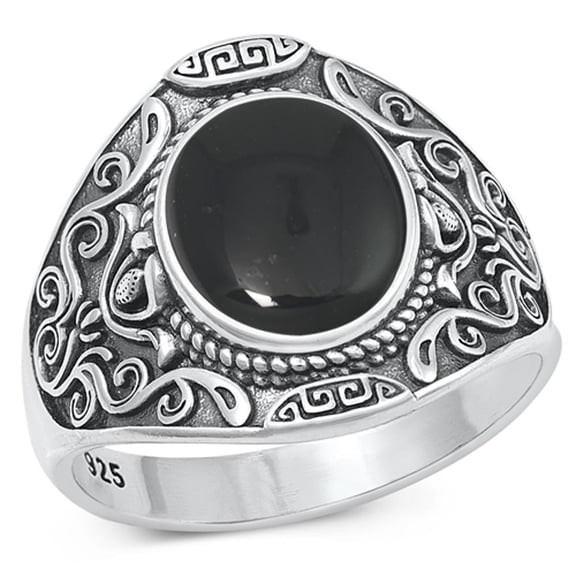 Black Simulated Agate Cocktail Ring .925 Sterling Silver Band Cubic Zirconia Jewelry Female Size 12