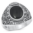 thumbnail image 1 of Black Simulated Agate Cocktail Ring .925 Sterling Silver Band Cubic Zirconia Jewelry Female Size 8, 1 of 4