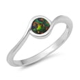 thumbnail image 1 of Black Simulated Opal Round Tension Ring Sterling Silver Size 4, 1 of 3