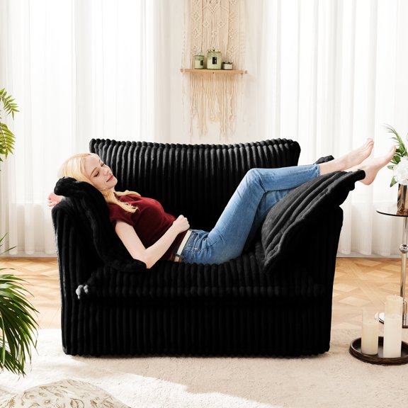 Black Single Armchair | Comfortable Seating with High Back and Armrests | Quick and Simple Assembly