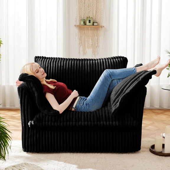Black Single Armchair - Resilient Sponge and Cotton Filling - Weekend Relax - Soft and Comfortable