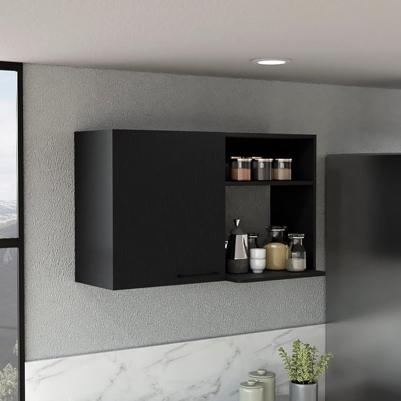 Black Single-Door Cabinet / Store Kitchen Goods / Within Easy Reach