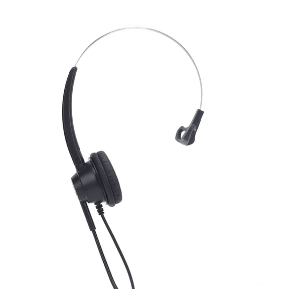 Black Single-Ear & 3.5mm Wired Headset with Noise Reduction Mic, Volume Control & Mute for PC, Laptop, Tablet