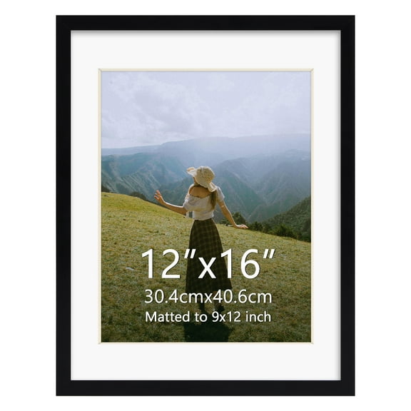 Black Single Pack 9x12 Picture Frame 12x16 without Mat or 9x12 with Mat for Home Decor