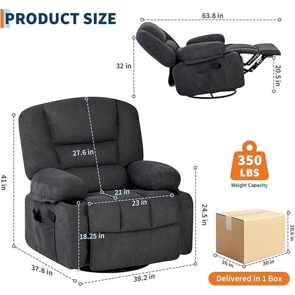 Black Single-Person Multi-Functional Storage Sofa
