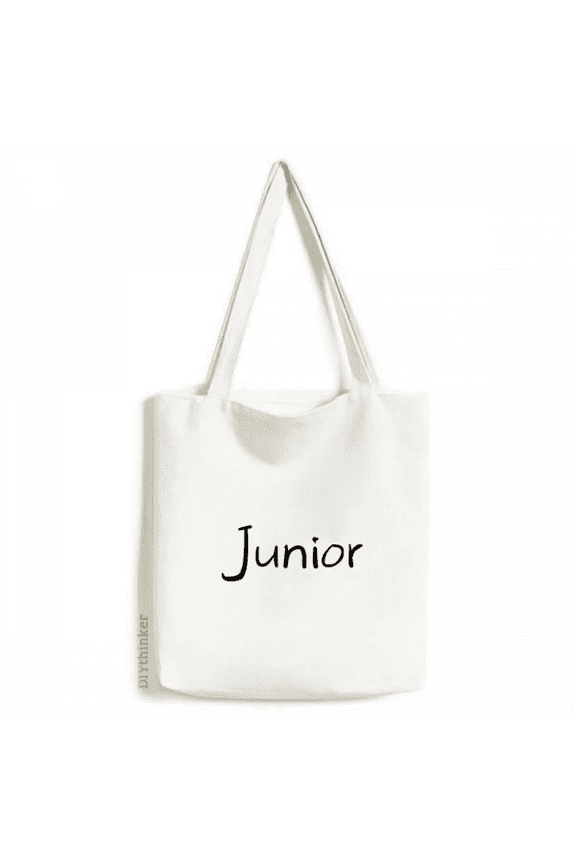 Black Single Words Junior Tote Canvas Bag Shopping Satchel Casual Handbag