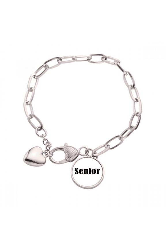 Black Single Words Senior Heart Chain Bracelet Jewelry Charm Fashion