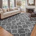 thumbnail image 1 of Pentantan Shag Area Rug, 8ft x 10ft Geometric Soft Fluffy Rugs for Living Room Bedroom Indoor Carpet, Gray & White, 1 of 7