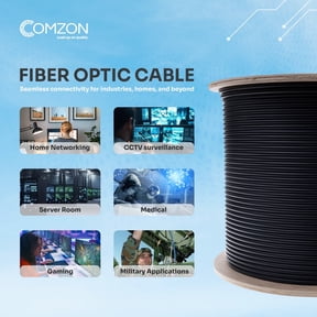 Black Singlemode Outdoor Fiber Optic Cable, 24-Fiber OS2 9/125, Corning SMF-28 Ultra, Rise Rated, 1000ft