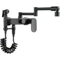Black Sink Faucet with Spray Gun, All Copper 360° Rotating Folding
