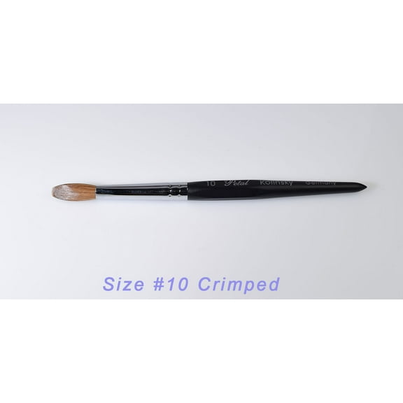 Black Six Angles Handle Kolinsky Acrylic Nail Brush for Manicure Powder (CRIMPED) - Size #10