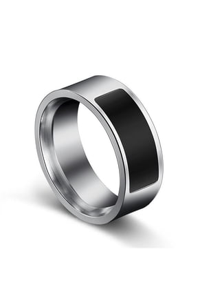 Black Size 8 NFC Multifunctional Waterproof Intelligent Ring Smart Wear Finger Digital Ring Convenient Handled