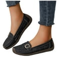 thumbnail image 1 of Loafers for Women Classic Leather Square Toe Casual Slip On Flat Dress Shoes Comfortable Hollow Out Soft Sole Walking Shoes Black Size 8, 1 of 7