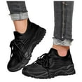 thumbnail image 1 of Breathable Platform Lace Up Running Shoes Lightweight Knit Slip On Sneakers Casual Non Slip Tennis Shoes Black Size 9, 1 of 6