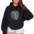 thumbnail image 1 of Black Skeleton Monstera Leaf Graphic Sweatshirt Print hoodie womans S-2XL Loose Tops, 1 of 4