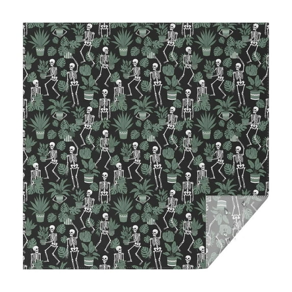 Black Skeleton Plant Pattern Square Tablecloth,Waterproof Square Table Cover,Wipeable Spillproof Washable Table Cover for Home Kitchen Party Decor 42"X42"(107x107cm)