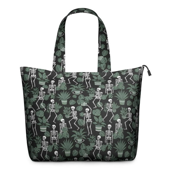 Black Skeleton Plant Pattern Travel Tote Bags for Women Carry On,Large Weekender Bags for Women Travel,Multi Functional Duffle Bag for Work,Shopping,Sports