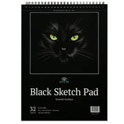 Black Sketch Pad : Book of Crisp Black Perforated Paper on Spiral - 32 Sheets Sketchpad