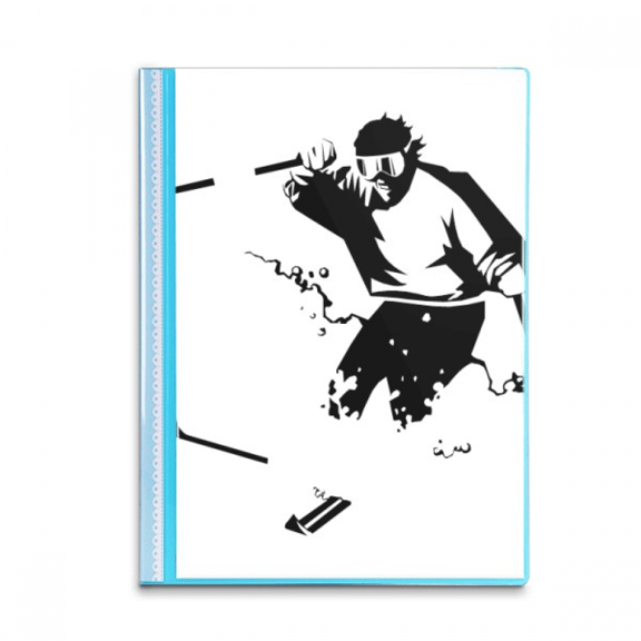 Black Skiing Winter Sport Illustration Book Sheet Protectors Portfolio Binder Folder