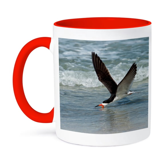 3dRose, Black skimmer feeding in water flying, 15oz Two-Tone Red Mug