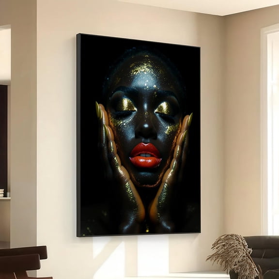 Black Skin Gold Face Wall Art Print, Unframed Paper Poster 8x10in