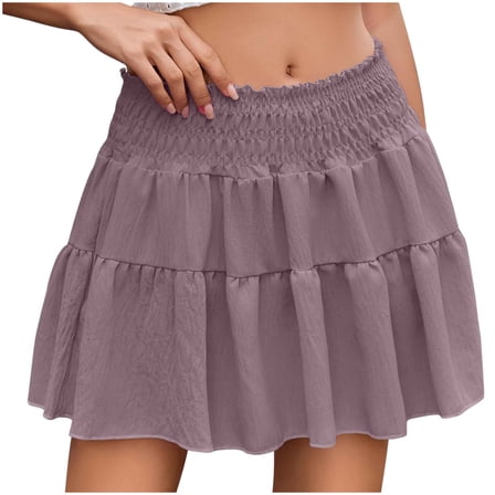Black Skirt Fashion Solid Color Fold Elastic Waist Casual Mini Skirt Summer Sexy Short Skirts for Women