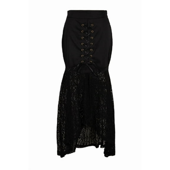 Black Skirt Sexy Cotton&Lace Vintage Gothic Party Skirt