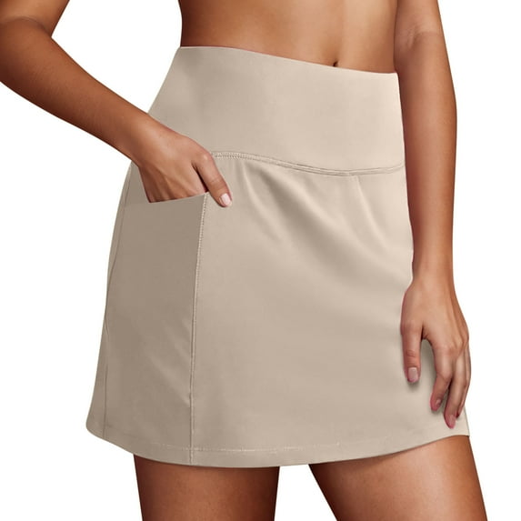 Black Skirt Summer Women's Tennis Skirts Run Yoga Inner Shorts Elastic Waisted Sports Gym Mini Skirt with Pockets