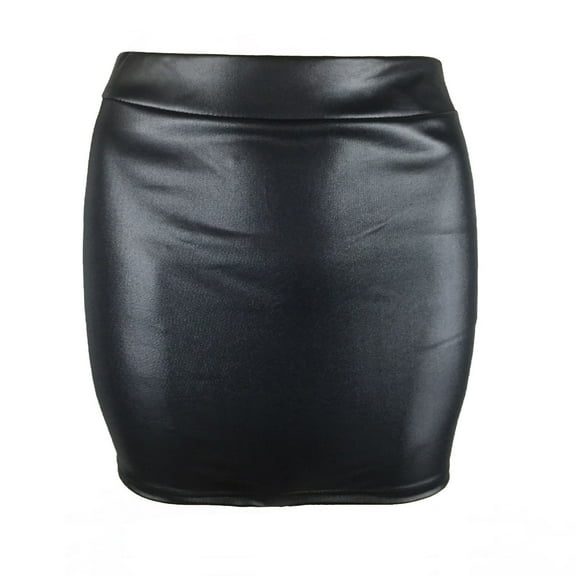 Black Skirt for Women Korean Version Solid Color Matte Faux Leather Bag Buttocks Short Skirt Elastic Waist Mini Skirt
