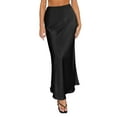 thumbnail image 1 of Black Skirts for Women Spring Summer Skirts Satin Skirt High Waisted Maxi Cocktail Party Wedding A Line Long Skirts Midi Skirt, 1 of 5