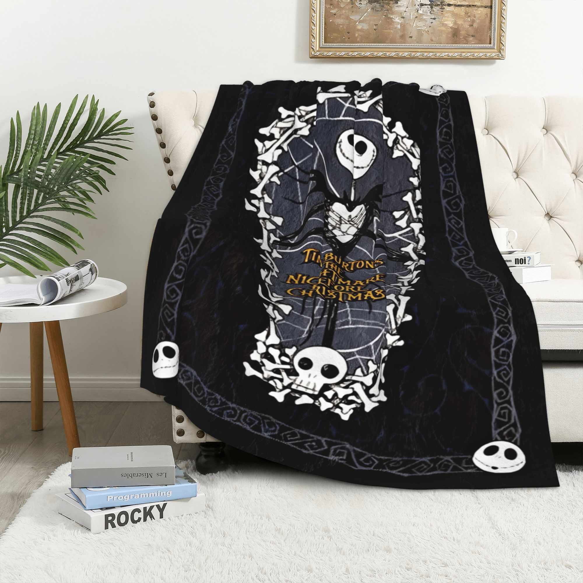 Black Skuill The Nightmare Before Christmas Blanket for Couch Bed Throw