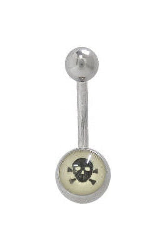 Black Skull Belly Button Ring Surgical Steel