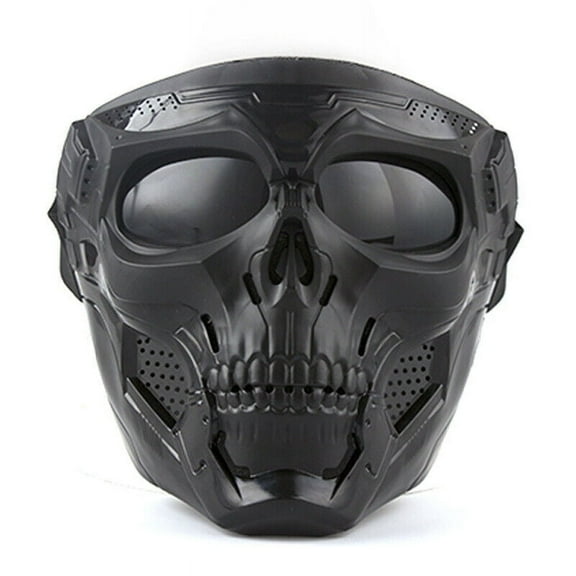 Black Skull Full Face Mask Motorcycle Riding Protective Goggle Eye Protection