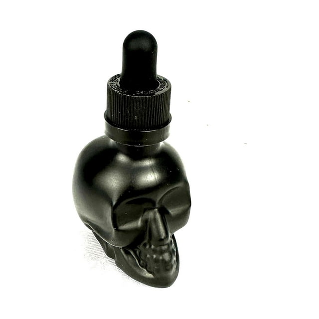 Black Skull Glass Bitters Dropper Bottle 30 ml, Halloween, Hair Oil
