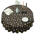 thumbnail image 1 of Black Skull Pineapple Flower Pattern Round Tablecloth 60"x60",Wrinkle Wipeable Table Cloth for Kitchen Dining Room Picnic Patio Party, 1 of 6