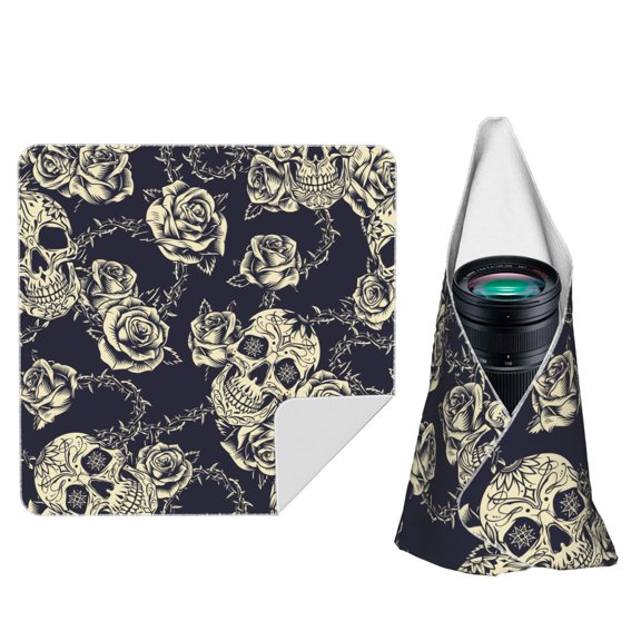 Black Skull Roses Cool Magic Self-Adhesive Camera Wrap, Anti-Scratch & Dust-Proof Protective Equipment Cloth 10x10