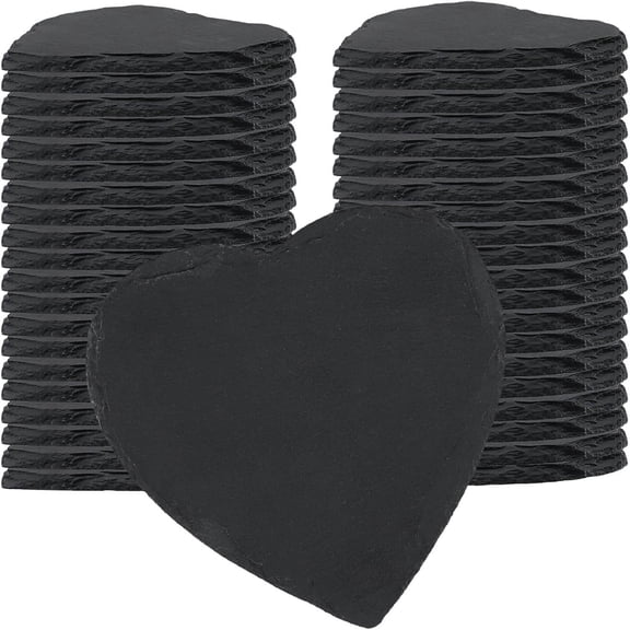 Black Slate Plates, Heart Slate Cheese Board with Natural Edge, Natural Stone Plates Cutting Board for Cheese, Sushi, Meat, Appetizers