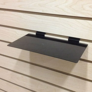 Black Slatwall Metal Large Shoe Shelf, Flat Display Shelves for Slat - 6" D X 12" L - 10 Pack
