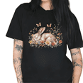 thumbnail image 1 of Black Sleeping Bunny Wildflowers Watercolor Graphic Tees Print Tshirt Shirts Cute Spring Easter Casual Tops For Women S-5XL, 1 of 5