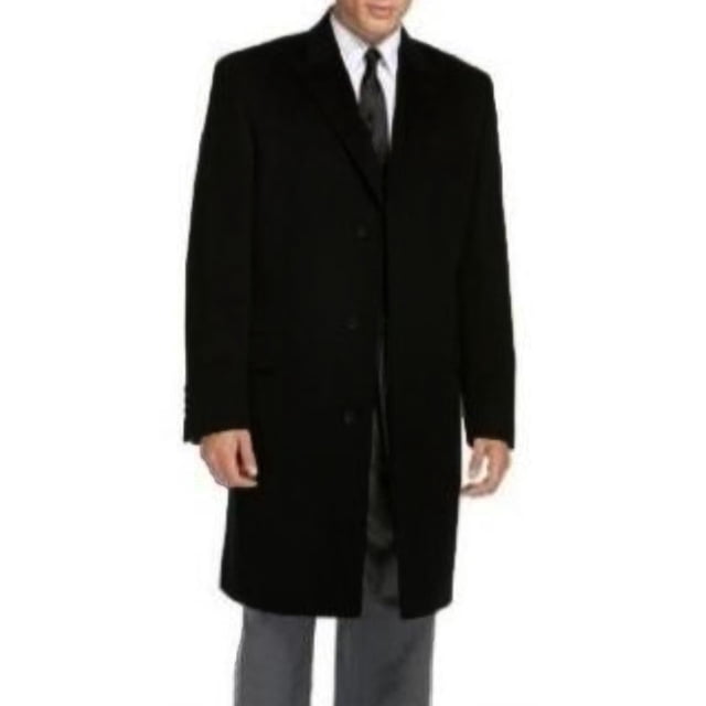 Dark color black Overcoat Ankle length Fully Lined Blend men's Car Coat - Mid length Wool Coat