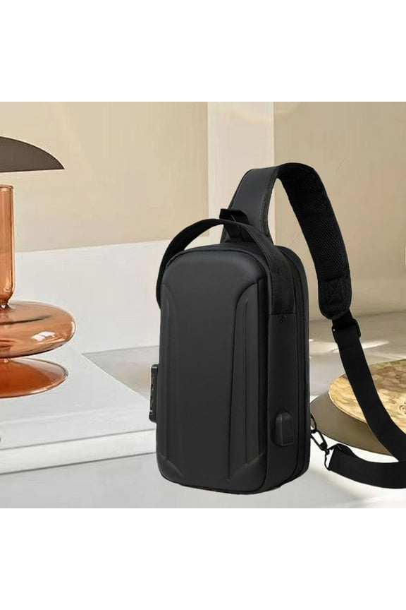 Black Sling Crossbody Bag for Men Women, Tactical Backpack Shoulder Daypack Mini Anti-Theft Motorcycle Chest Bags, Small One Strap Backpack for Casual Travel Hiking Outdoor Sports