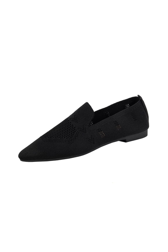 Black Slip On Shoes For Women Casual Comfortable Low Heel Shoes Flat Soft Sole Pointed Toe Plus Size Eu 37 Uk 4 Us 6