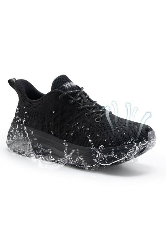 Black Slip Resistant Work Shoes for Women Comfortable Sneakers Chef Kitchen Walking Shoes