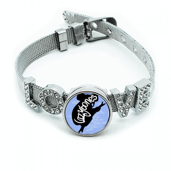 Black Sloth Animal Outline Natural Bracelet Wristband Crystal Love Adjustable Bangle