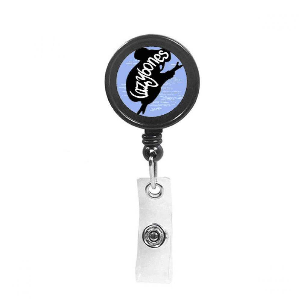 Black Sloth Animal Outline Natural Retractable Keychain Badge Holder ID Badge