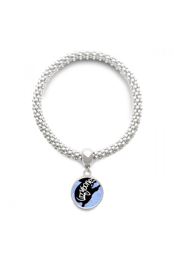 Black Sloth Animal Outline Natural Sliver Bracelet Pendant Jewelry Chain Adjustable Bangle