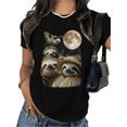 thumbnail image 1 of Black Sloth Group Graphic T-Shirt Rainforest Animal Aesthetic Casual Daily Weekend Outfit Top for Wildlife Lovers S-5XL, 1 of 5